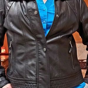 Jessica Simpson black motorcycle jacket